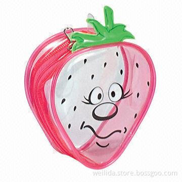 Strawberry Shaped PVC Cosmetic Bag, Environmental Friendly Material, Available in Various Colors